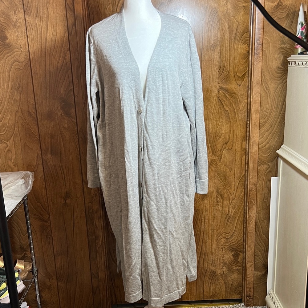 Jessica London Soft Gray Women's Long Cardigan